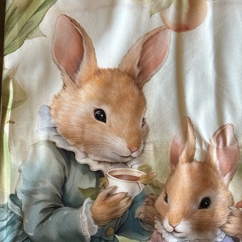 NWT Beatrix Potter Peter rabbit inspired tea time throw pillow cover nursery OS